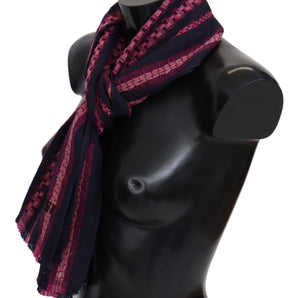 Missoni Elegant Striped Wool Scarf in Black and Pink