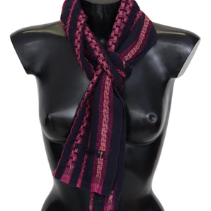 Missoni Elegant Striped Wool Scarf in Black and Pink