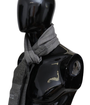 Missoni Gray Striped Wool Unisex Neck Wrap Fringes Scarf