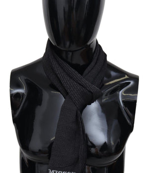 Missoni Elegant Black Wool Fringed Scarf Missoni 