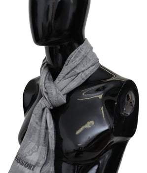 Missoni Chic Unisex Gray Wool Scarf with Logo Embroidery Missoni 