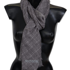 Missoni Gray Plaid Wool Unisex Neck Wrap Scarf