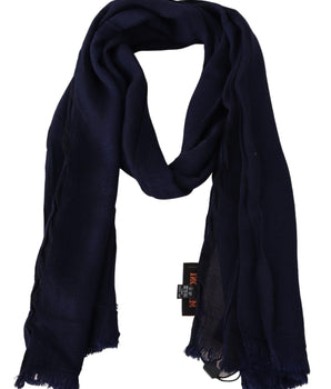 Missoni Elegant Blue Wool Scarf with Embroidered Logo Missoni 