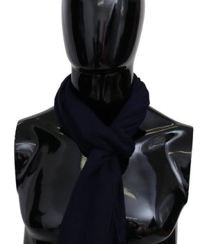 Missoni Elegant Blue Wool Scarf with Embroidered Logo Missoni 