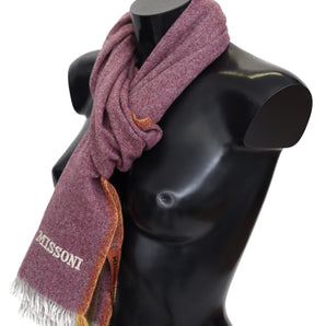 Missoni Chic Maroon Cashmere Scarf with Logo Embroidery