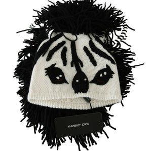 Dolce &amp; Gabbana Black and White Knitted Cashmere Beanie