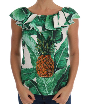Dolce &amp; Gabbana Elegant Sequined Pineapple Blouse