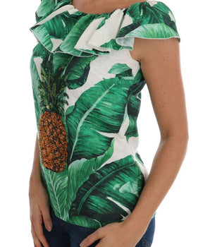 Dolce &amp; Gabbana Elegant Sequined Pineapple Blouse