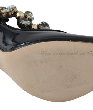 Dolce & Gabbana Elegant Black Leather Crystal Pumps Dolce & Gabbana 