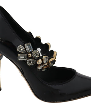 Dolce & Gabbana Elegant Black Leather Crystal Pumps Dolce & Gabbana 