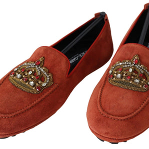 Mocasines Dolce &amp; Gabbana Opulent de cuero naranja con bordado dorado