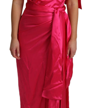 Dolce & Gabbana Elegant Fuchsia Silk One-Shoulder Wrap Dress Dolce & Gabbana 