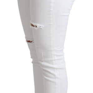 Dolce &amp; Gabbana Chic White Mid Waist Designer Jeans