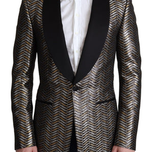 Dolce & Gabbana Elegant Metallic Jacquard Slim Blazer Jacket