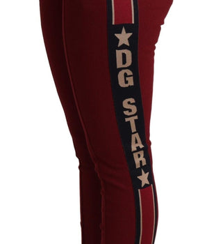 Dolce & Gabbana Red DG Star Striped Skinny Cotton Pant Dolce & Gabbana 
