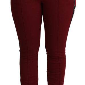 Dolce & Gabbana High-Waist Embroidered Red Skinny Trousers