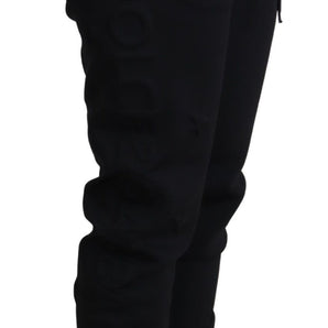 Dolce &amp; Gabbana Elegante pantalón jogger negro con logotipo icónico