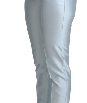 Dolce & Gabbana Light Blue Silk Cropped Tapered Trouser Pants Dolce & Gabbana 