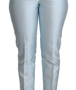 Dolce & Gabbana Light Blue Silk Cropped Tapered Trouser Pants Dolce & Gabbana 