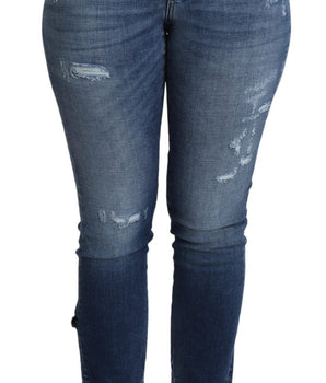 Dolce & Gabbana Blue Embellished Skinny Trouser Cotton Jeans Dolce & Gabbana 