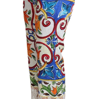 Dolce & Gabbana Multicolor Majolica Print Trouser Cotton Pants Dolce & Gabbana 