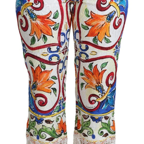 Dolce & Gabbana Majolica High Waist Cropped Trousers