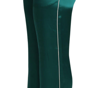 Dolce & Gabbana Exquisite Silk Pajama Trousers in Lush Green