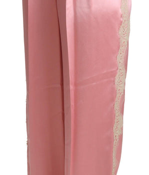 Dolce &amp; Gabbana Silk Blend Satin Wide-Leg Pants in Pink