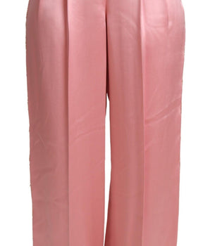 Dolce &amp; Gabbana Silk Blend Satin Wide-Leg Pants in Pink
