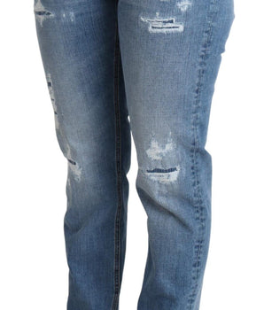 Dolce & Gabbana Blue Tattered Skinny Denim Cotton Blend Jeans Dolce & Gabbana 