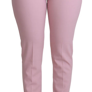 Dolce &amp; Gabbana Elegante pantalón rosa de lana de talle alto