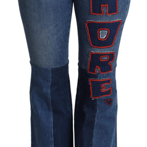 Dolce &amp; Gabbana Elegant Boot Cut Denim Jeans with Amore Patch