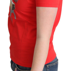 Moschino Chic Red Cotton Tee with Playful Print