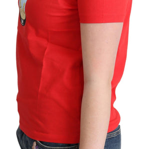 Moschino Chic Red Cotton Tee with Signature Print