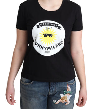 Moschino Black Cotton Sunny Milano Print T-shirt Moschino 