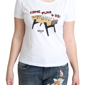 Moschino Chic Cotton Round Neck Tee with Playful Print