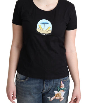 Moschino Black Printed Cotton Short Sleeves T-shirt Moschino 