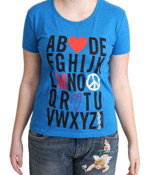 Moschino Blue Cotton Alphabet Letter Print Tops Moschino 