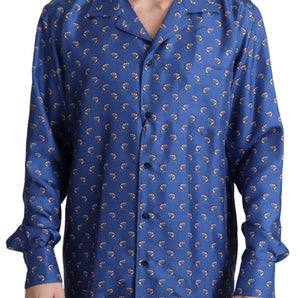 Dolce & Gabbana Silk Beach Chair Print Casual Shirt