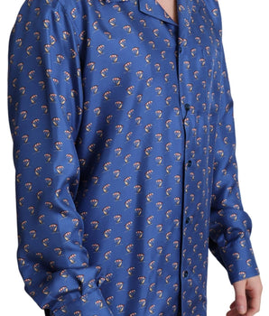 Dolce & Gabbana Blue Beach Chair Umbrella Print Silk Shirt