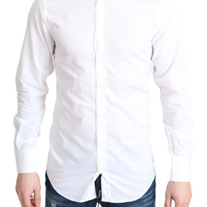 Dolce &amp; Gabbana Elegant White Cotton Dress Shirt Slim Fit