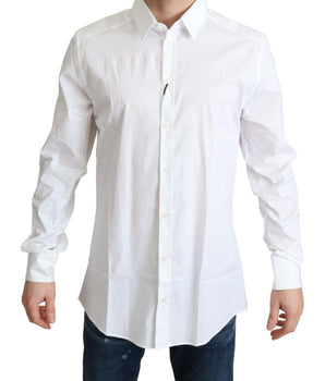 Dolce & Gabbana White Cotton Stretch Men Dress Formal Shirt