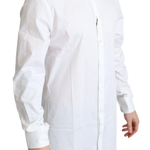 Dolce &amp; Gabbana Elegante camisa de vestir elástica de algodón blanco