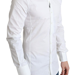 Dolce &amp; Gabbana Elegante camisa de vestir elástica de algodón blanco