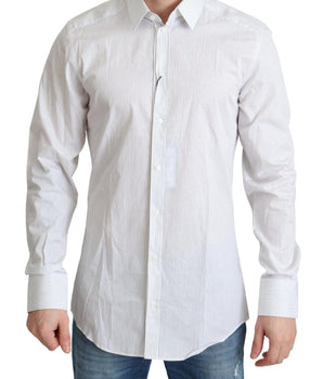 Dolce & Gabbana Elegant Striped Gold Dress Shirt Dolce & Gabbana 