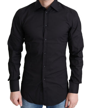 Dolce & Gabbana Elegant Black Gold Slim Fit Dress Shirt Dolce & Gabbana 