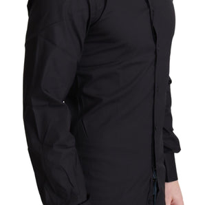 Dolce &amp; Gabbana Elegante camisa de vestir de corte slim en negro dorado