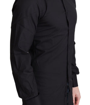 Dolce & Gabbana Elegant Black Gold Slim Fit Dress Shirt Dolce & Gabbana 