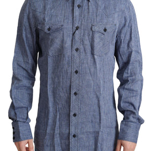 Dolce &amp; Gabbana Elegant Striped Linen Button-Down Shirt