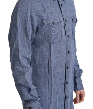 Dolce & Gabbana Elegant Striped Linen Button-Down Shirt Dolce & Gabbana 